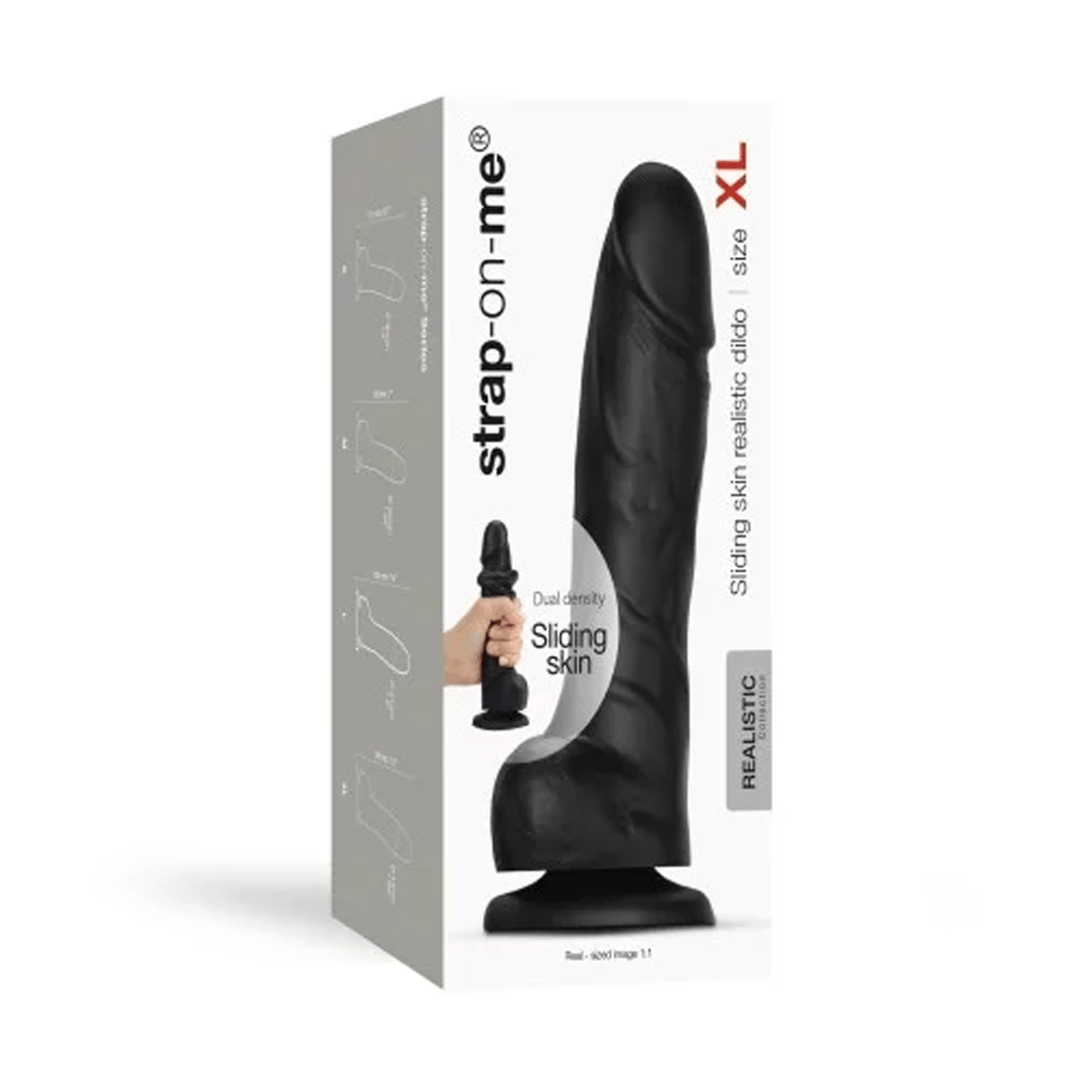 Sliding Skin Realistic Dildo Black – XL (Strap - On - Me) - HeldInBliss