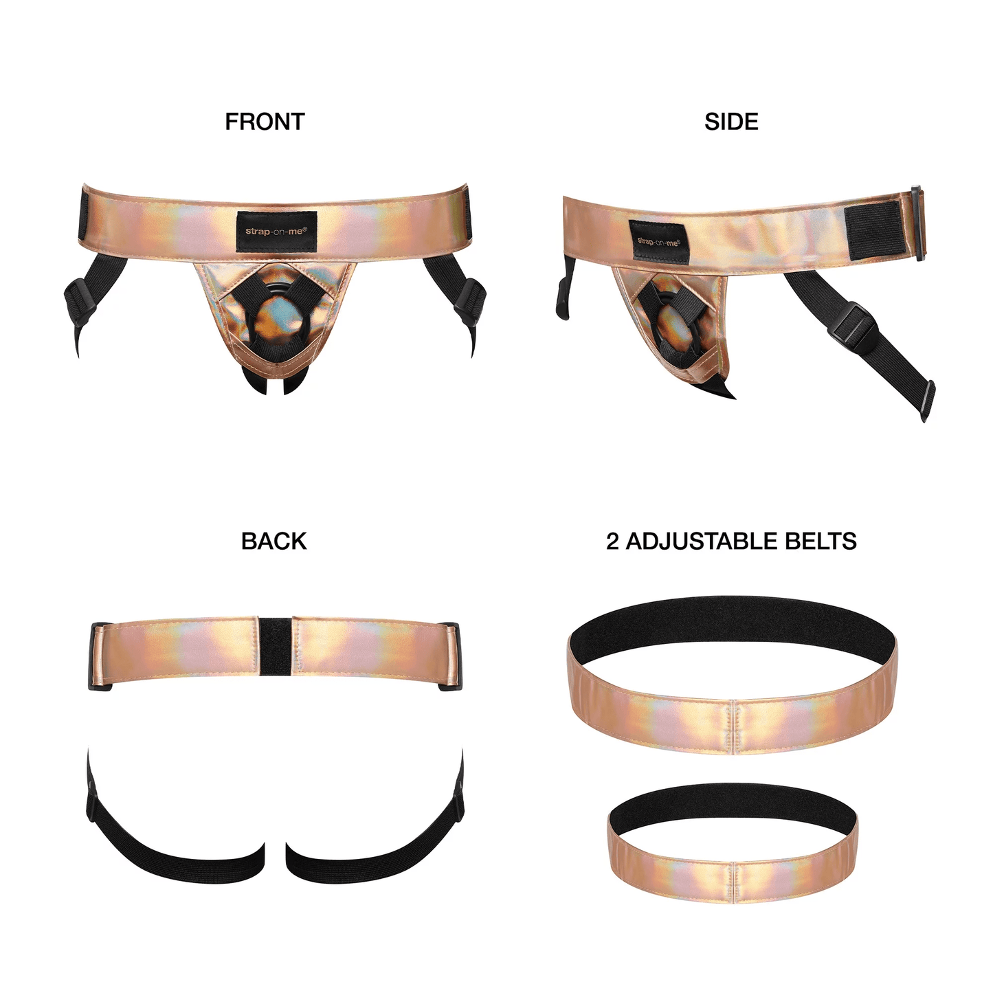 Strap - On - Me Curious Leatherette Strap - On Harness – Rose Gold - HeldInBliss