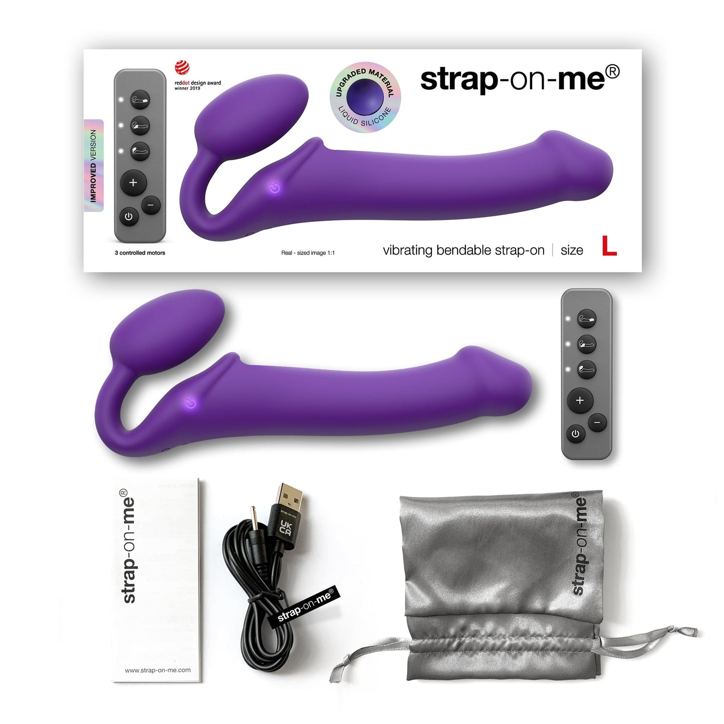 Strap - On - Me Vibrating Bendable Strap - On – L (Purple) - HeldInBliss