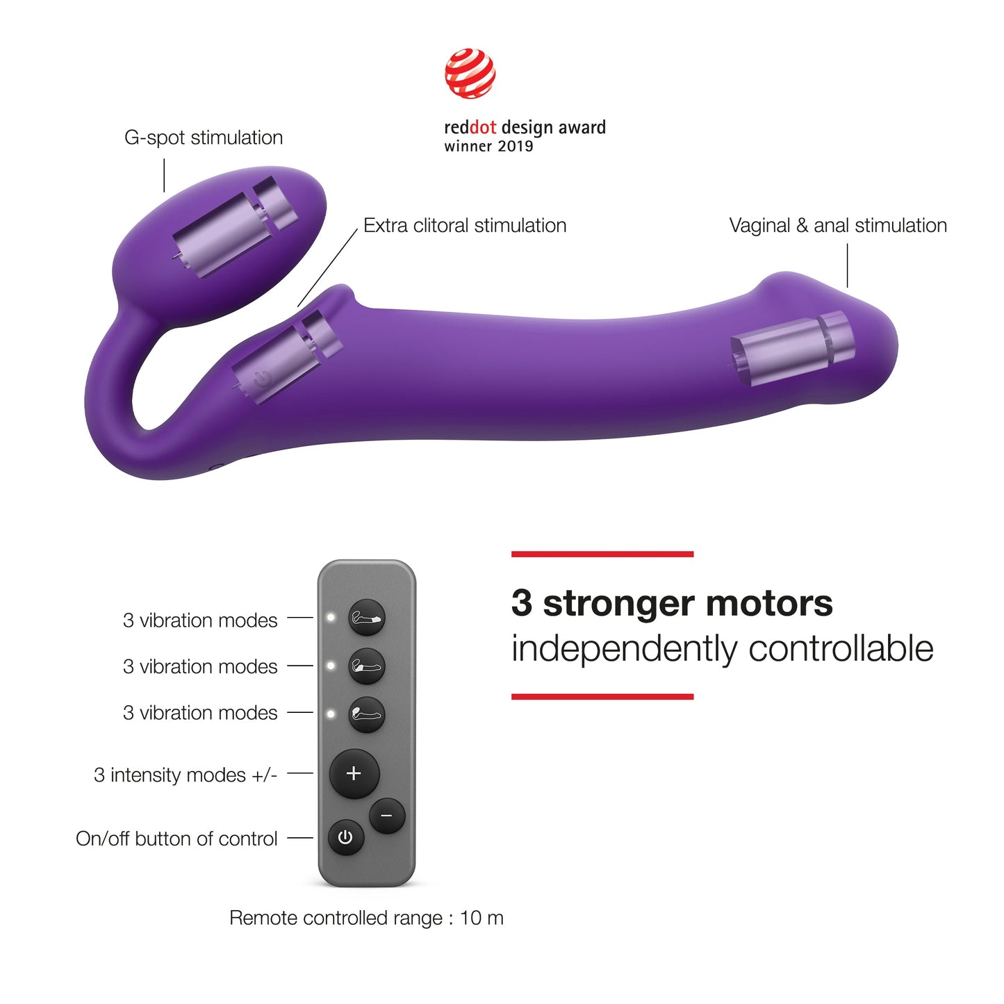 Strap - On - Me Vibrating Bendable Strap - On – L (Purple) - HeldInBliss