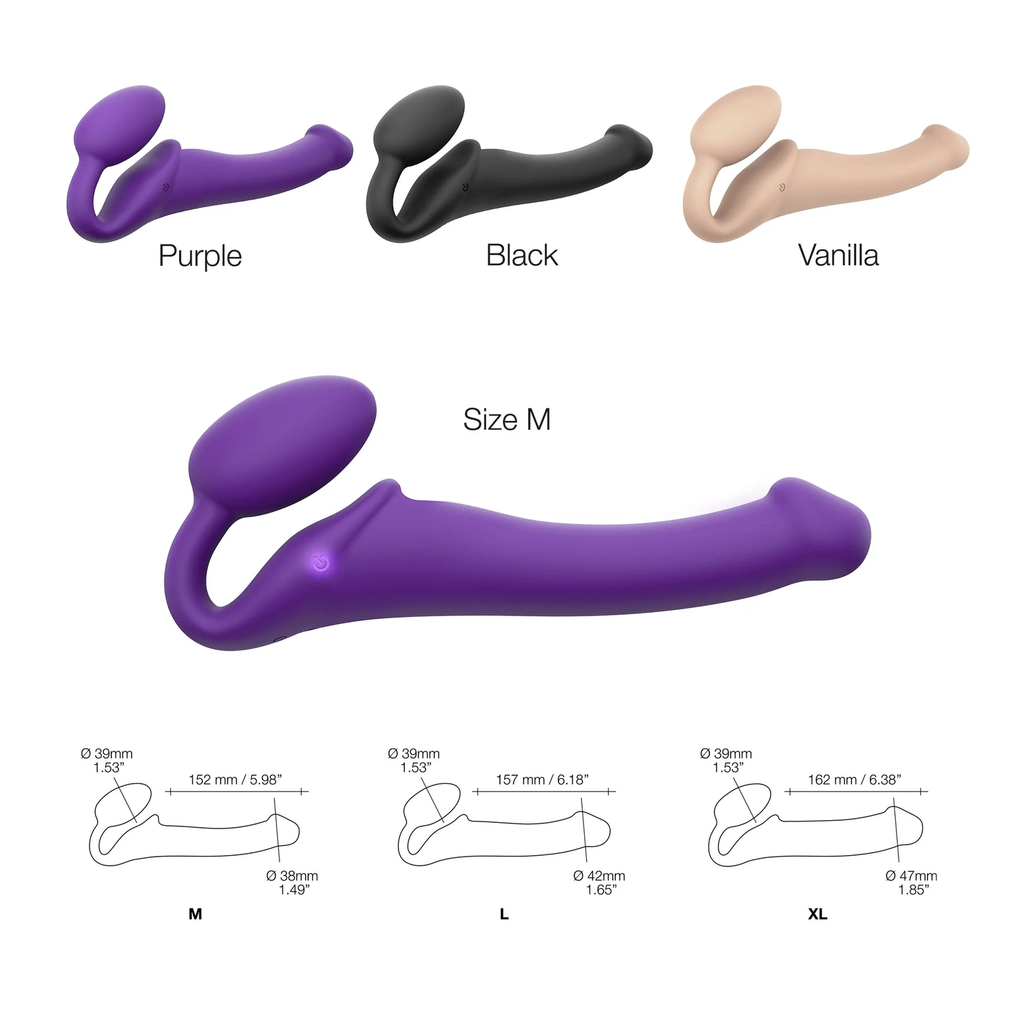 Strap - On - Me Vibrating Bendable Strap - On – M – Purple - HeldInBliss