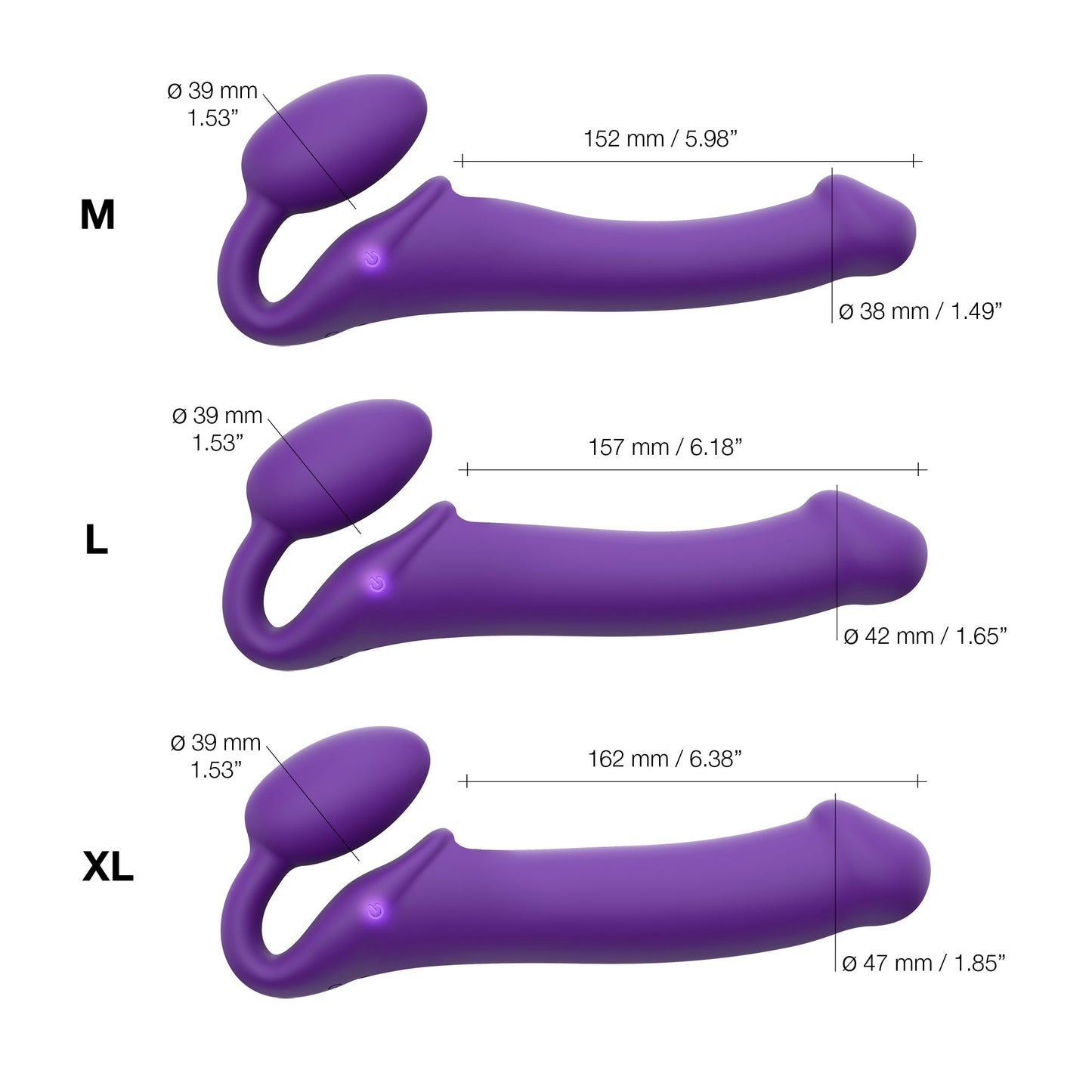 Strap - On - Me Vibrating Bendable Strap - On – XL – Purple - HeldInBliss