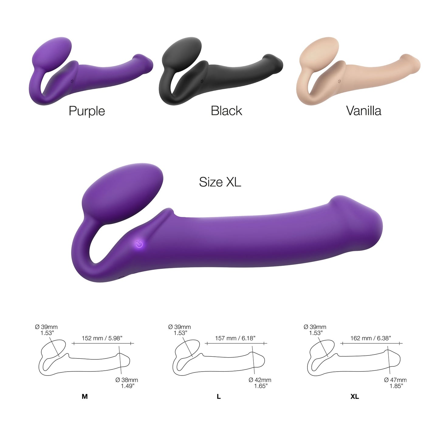 Strap - On - Me Vibrating Bendable Strap - On – XL – Purple - HeldInBliss