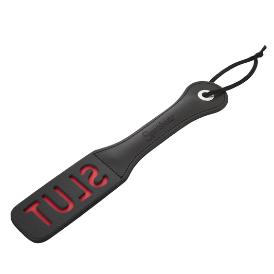 Leather Impression Paddle – “SLUT” (12”) - HeldInBliss