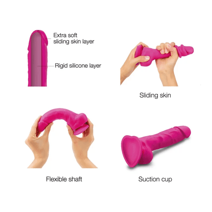 Realistic Sliding Skin Dildo – Fuchsia M - HeldInBliss