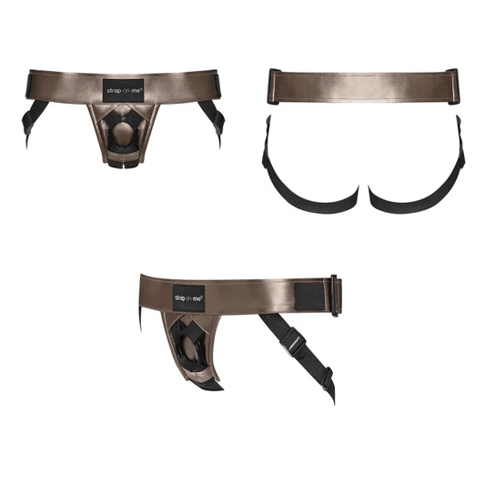 Strap - On - Me Curious Leatherette Harness – Bronze - HeldInBliss