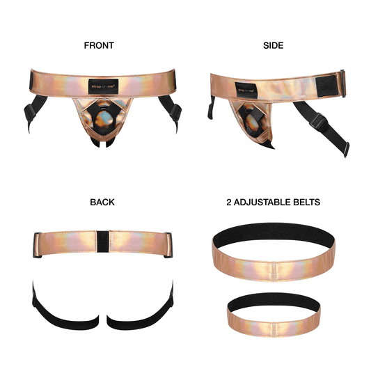 Strap - On - Me Curious Leatherette Strap - On Harness – Rose Gold - HeldInBliss