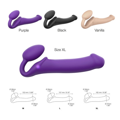 Strap - On - Me Vibrating Bendable Strap - On – XL – Purple - HeldInBliss