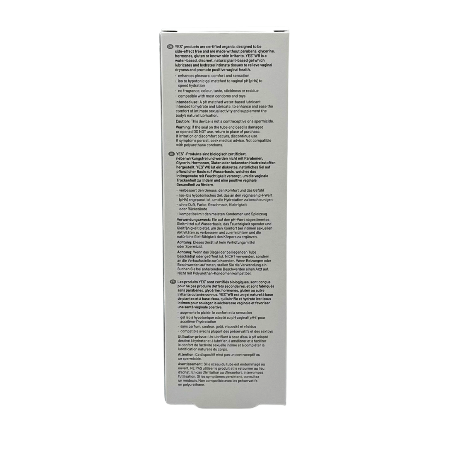 YES WB Organic Lubricant – 100 mL - HeldInBliss